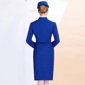 Bleu personnalisé minceur brodé <span class=keywords><strong>Emirates</strong></span> hôtesse de l'air pour les agents de bord fabricants marque de vêtements pour RC Airlines - Product Image 3