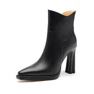 Cialisa Eleganti Stivaletti da <span class=keywords><strong>Donna</strong></span> 2025 Inverno Punta Affusolata in Vera Pelle Moda Stile Particolare <span class=keywords><strong>Tacco</strong></span> Alto Nuovi <span class=keywords><strong>Stivali</strong></span> alla Caviglia - Product Image 5