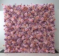 O-W027 Mur de fleurs en tissu de soie 5D de haute qualité, personnalisable, blanc, rideau de fleurs décoratif, toile de fond murale de fleurs 8ft X 8ft
