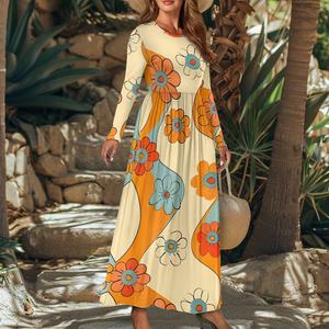 All'ingrosso a buon mercato elegante professionale stampato personalizzato elasticizzato elegante abito lungo <span class=keywords><strong>stampa</strong></span> 0n richiesta Maxi abiti da <span class=keywords><strong>sera</strong></span> da donna abito - Product Image 3