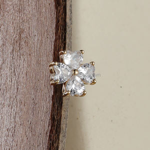 Geomeal 14k ठोस सोने का दिल भाग्यशाली क्लोवर शीर्ष शरीर के भेदी गहने थोक लेरेट आंतरिक रूप से थ्रेड ट्रेडड ट्रेडस डेथ - Product Image 2