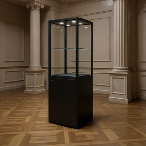 Vitrina de Exhibición para Museo, 60x60x200cm, Vidrio Negro con Iluminación LED para Exhibiciones - Product Image 2
