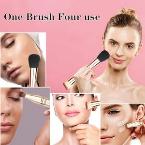 Set <span class=keywords><strong>de</strong></span> Brochas <span class=keywords><strong>de</strong></span> Maquillaje 4 en 1, Tamaño Viaje, Todo en Uno, Brochas para Base, Ojos y Abanico, con Pelo Sintético Angular y Logotipo Personalizado para Rostro - Product Image 6