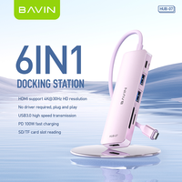 Pabrik BAVIN grosir portabel Hub07 Mini paduan aluminium 6 in 1 Usb multifungsi Hub dengan beberapa konsentrator