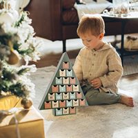 Calendrier de l'Avent créatif transfrontalier, arbre de Noël vert, forme triangulaire, 24 compartiments, tiroir de bureau pour la maison