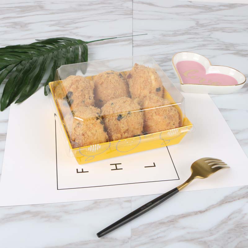Disposable Takeaway Box Hot Dog Sandwich Swiss Roll Muffin Cheese Pastry Dessert Cake Box With Clear Lid
