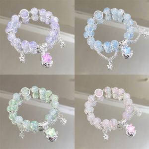 Pulsera de cuentas de cristal craquelado INS Fantasy Popcorn con dije de estrella, color degradado, para niñas y mujeres, pulseras de la amistad, regalo de joyería - Product Image 4