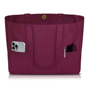 Sac fourre-tout en toile - Sac fourre-tout utilitaire avec 2 poches avant et une pochette pour ordinateur portable, sac fourre-tout robuste pour tous les jours - Product Image 5