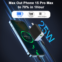 Chargeur de conception privée 25W double ports de type A + C charge rapide US EU UK AU Plug 25w chargeur usb pour appareil mobile Samsung Huawei
