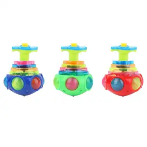 Bagged mainan bercahaya bulat lampu Putar musik Gyro mainan Spinner satu pak warna acak LED berkedip giroskop musik untuk anak-anak