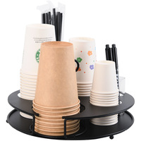 Support à gobelets jetables en fer Oniya, organisateur multifonctionnel pour station à café avec porte-pailles, organisateur de comptoir de bar personnalisé