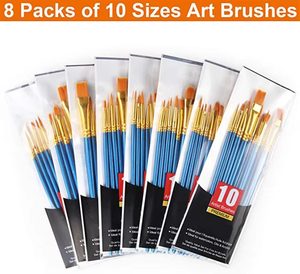 Набор акриловых кистей, 10 шт., с тонким нейлоновым ворсом, деревянная ручка, плоские кисти для акварели, акрила, масляной живописи, хит продаж - Product Image 3