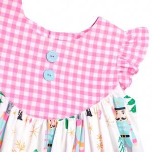 Conjunto de Ropa de Boutique para Niñas, Pijamas con Estampado de Cascanueces Navideños al por Mayor, Color Rosa - Product Image 4