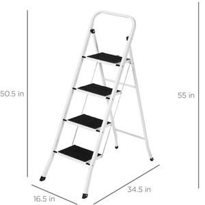 Gấp với chống trượt đạp Trọng lượng nhẹ 4 bước thang thép với tay vịn 330 lbs Công suất hoàn hảo cho nhà bếp & hộ gia đình - Product Image 1