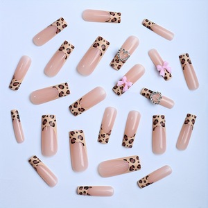 24 <span class=keywords><strong>Uñas</strong></span> Postizas <span class=keywords><strong>Acrílicas</strong></span>, Diseño Francés <span class=keywords><strong>de</strong></span> Ballet Largo con Lazo <span class=keywords><strong>de</strong></span> Leopardo, Patrón <span class=keywords><strong>de</strong></span> Estilete <span class=keywords><strong>de</strong></span> Cobertura Completa, Puntas <span class=keywords><strong>de</strong></span> <span class=keywords><strong>Uñas</strong></span> a Presión - Product Image 2