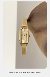 Luxury <b>Gold</b> Women Quartz <b>Watch</b> Elegant <b>Rectangle</b> Dial Mesh Strap Ladies Wrist <b>Watch</b> - Product Image 3