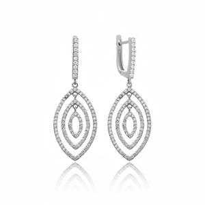 Boucles d'oreilles pendantes élégantes en forme d'amande, vente en gros de bijoux turcs faits à la main en argent Sterling 925 pour dames - Product Image 2
