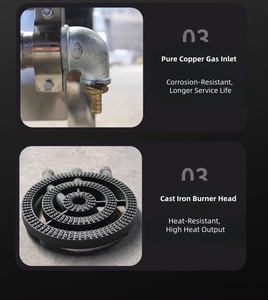 Cuisinière à gaz GPL haute pression en acier inoxydable avec brûleur wok et étagère, équipement de cuisine professionnel pour restaurants - Product Image 5