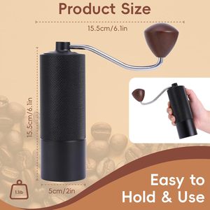 Al-Alloy Body 420 Stainless Steel Burr Homeuse Espresso Mini Small Hand Mill Portable Manual <b>Coffee</b> <b>Grinder</b> with Wood Handle - Product Image 2