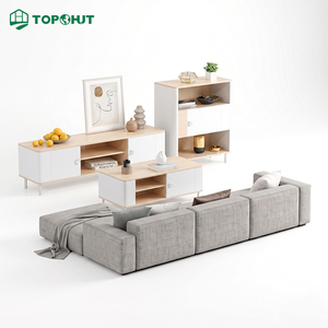 Ensemble complet FF&E pour appartement, série Barton, design à coins arrondis, finition grain de bois blanc, pour les soumissionnaires de logements nationaux et de logements sociaux - Product Image 1