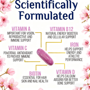 OEM Multivitamine voor vrouwen met calcium, foliumzuur, vitamine A, C, D, E en B-vitaminen. Dagelijkse multivitamine voor vrouwen. - Product Image 2