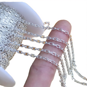 YIREPIN 925 <b>Silver</b> Plated 2.4mm <b>Wire</b> Geometric Shape Rectangular Chain Bulk Necklace Bracelet Men Women Permanent Jewelry Making - Product Image 4