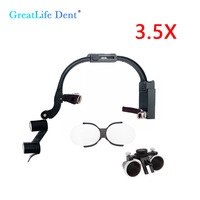 Loupes dentaires binoculaires Greatlife Dent 3.5X avec lampe frontale LED, loupe chirurgicale pour équipement de clinique dentaire
