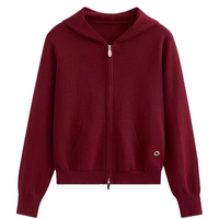 Service OEM/ODM – Cardigan zippé décontracté en laine fine pour femme avec capuche, tricot personnalisé avec logo