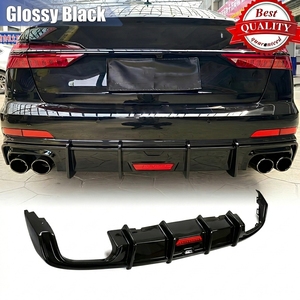 Diffuseur de pare-chocs arrière noir brillant/texturé fibre de carbone avec éclairage pour <span class=keywords><strong>Audi</strong></span> A6 S6 C8 2019-2022 – Amélioration automobile - Product Image 1