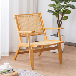 Chaise longue en bambou et rotin, chaise de jardin rectangulaire en bois massif respirante, design contemporain pour la maison, le balcon et l'extérieur - Product Image 3
