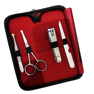 ASAP Beauty Pakistan Professional Stainless Steel Manicure <b>Kit</b> 5 1 <b>Nail</b> Clipper Scissor File Red Gift Box Portable for Adults - Product Image 1