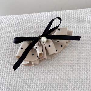 Pince à cheveux élégante pour femme, motif pois, avec nœud, demi-attache, accessoires capillaires de printemps - Product Image 4