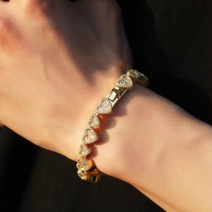 Gelang UWIN 2026 Bentuk Hati Baguette CZ Zirkon Hati 2 Baris Kalung Cinta Wanita Hadiah Valentine untuk Gadis Perhiasan Hip Hop - Product Image 3