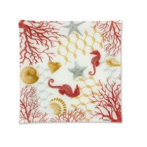 Assiette en verre Excelsa Coral 30x2.5x30 cm, design multicolore vie marine, vaisselle de fête - Product Image 1