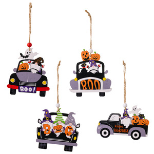 Halloween Wooden <b>Car</b> Ornaments Pumpkin Ghost BOO <b>Decor</b> Indoor Outdoor Party Props Handmade Screen Printing - Product Image 5
