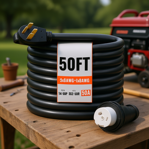 Kit de Caja de Entrada de Energía para Generador DB Wholesale, 50 Pies, 6/3+8/1 AWG, 50A, Enchufe NEMA 14-50P SS2-50R - Product Image 2