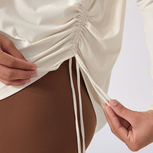 <span class=keywords><strong>Camiseta</strong></span> <span class=keywords><strong>Nueva</strong></span> Holgada de Manga Larga con Cordón, Secado Rápido, Transpirable, para Mujer, Top Deportivo, Top de Yoga - Product Image 2