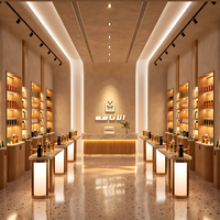Conception de magasin de parfums de luxe, comptoirs de parfums personnalisés, vitrines en verre éclairées par LED, écologiques, de haute qualité, durables