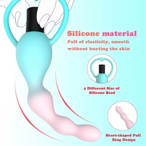 New Design Silicone Anal Plug Handle Real Touch Female Butt Plug Gradient Anal Bead Anal Plug <b>Vibrator</b> Anal for Adults - Product Image 2