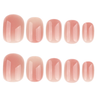 Ongles ronds courts 4137 avec dégradé de couleur, faux ongles à presser, ongles artificiels personnalisables
