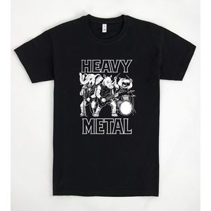 T-shirt nera Heavy Animetal con grafica a tema band, design unisex, taglia adulto - Product Image 1