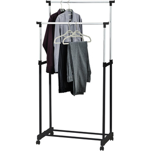 Perchero Metálico Doble con Ruedas para Dormitorio, Barra Extraíble para Ropa, Precio de Fábrica, Conveniente para el Hogar - Product Image 3