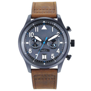 Montre à quartz en acier inoxydable Miyota avec logo personnalisé en gros, calendrier, cadran en cristal saphir, résistance à l'eau 5 BAR, sport, affaires - Product Image 1