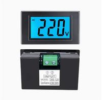 D85-20 120 Voltmeter Dua Kabel Lampu Latar Biru AC 80-500V Layar LCD Digital Mini Pengukur Tegangan