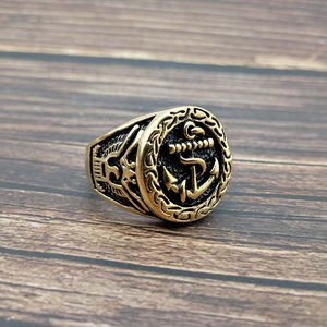 In acciaio inox anello dei monili in oro placcato USN di ancoraggio <span class=keywords><strong>aquila</strong></span> antico anello di 925 - Product Image 5