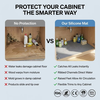 Tapis de protection en silicone imperméable pour évier, tapis de drainage pour placard de cuisine, plateau de service pour vaisselle et découpe - Vente chaude