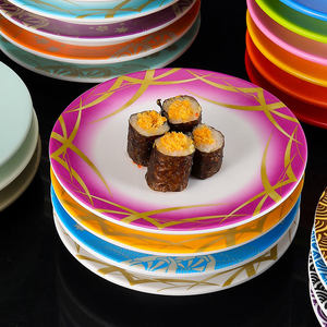 Assiette de service ronde en mélamine colorée de style japonais avec logo personnalisé, pour restaurant, hôtel, pizza, sushi, nourriture, en-cas - Product Image 3