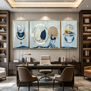 Stampa HD Personalizzata di Fabbrica, Paesaggio Astratto con Alci, Dipinto su Porcellana in Cristallo in 3 Pannelli, Arte da Parete per Soggiorno, Decorazione Casa con Cornice - Product Image 4