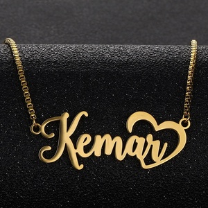 Collar con Nombre Inicial Chapado en Oro de 18k, Placa con Nombre Personalizada en Forma de Corazón, Cadena de Acero Inoxidable, Joyería para Mujer - Product Image 4