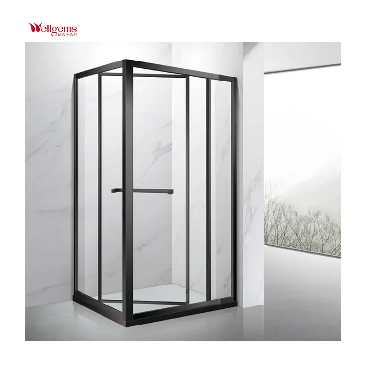 Cabine de douche carrée bon marché, profilé en aluminium, portes coulissantes trempées, salle de douche complète